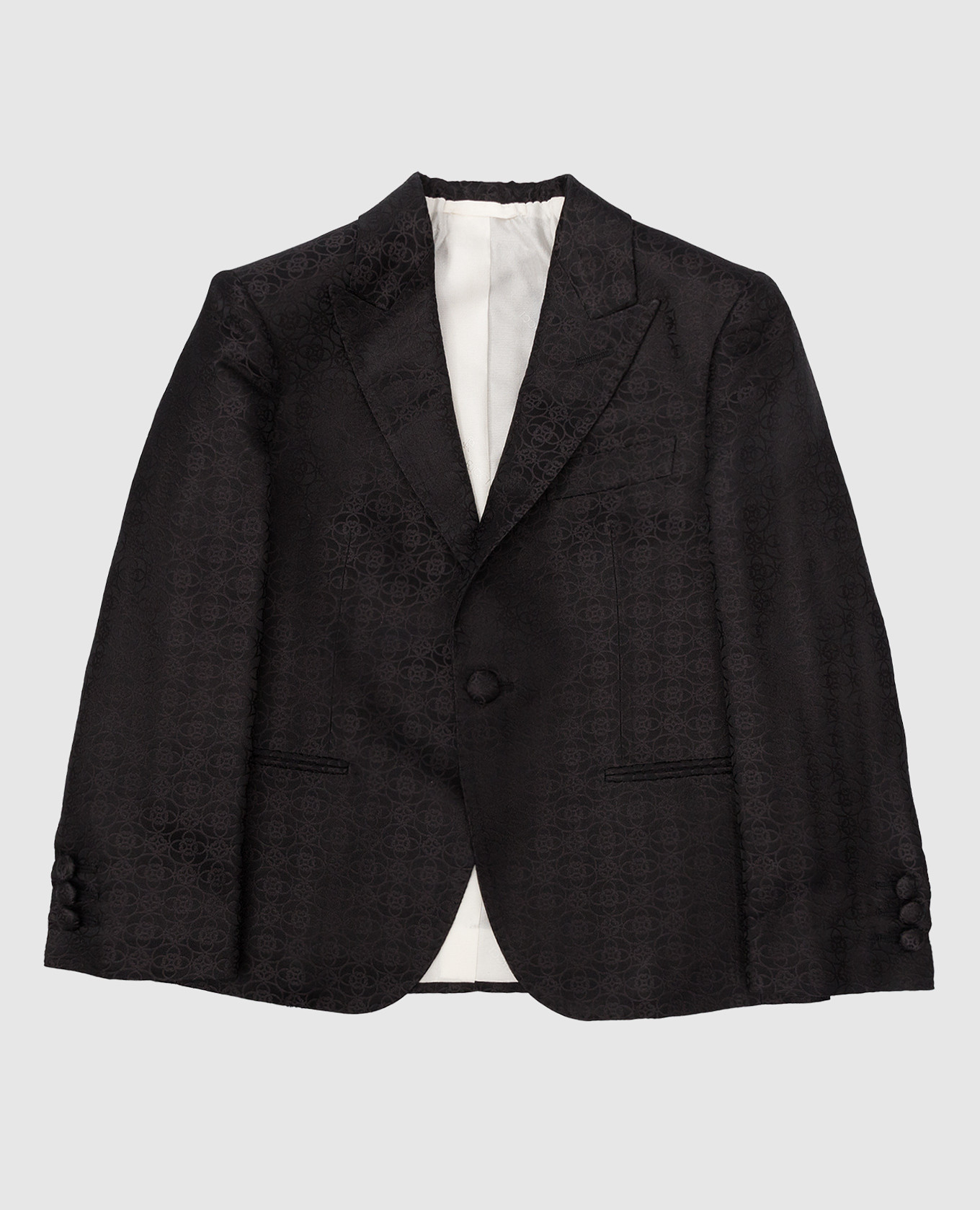 Children's black patterned silk jacket stefano ricci