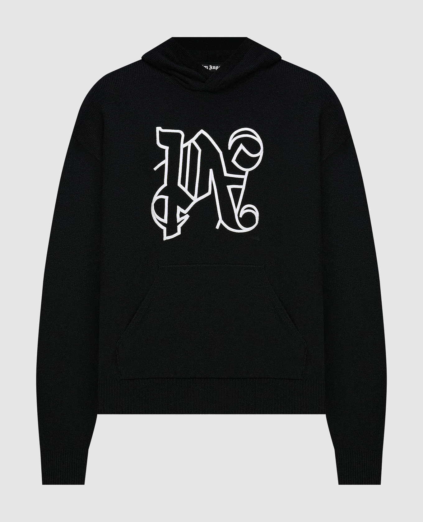 

Black wool and cashmere hoodie with monogram embroidery Palm Angels