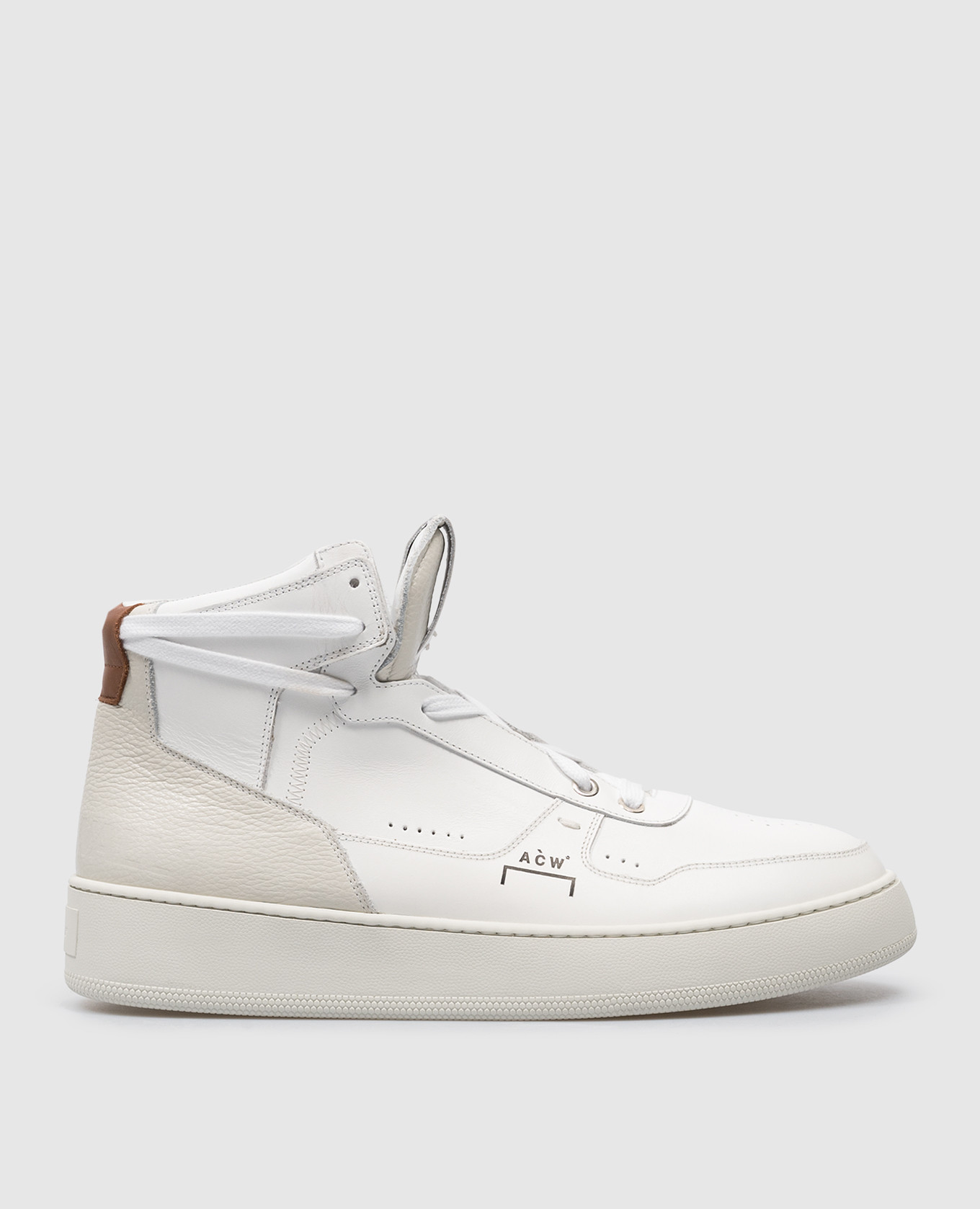 Luol white leather high top with logo a cold wall