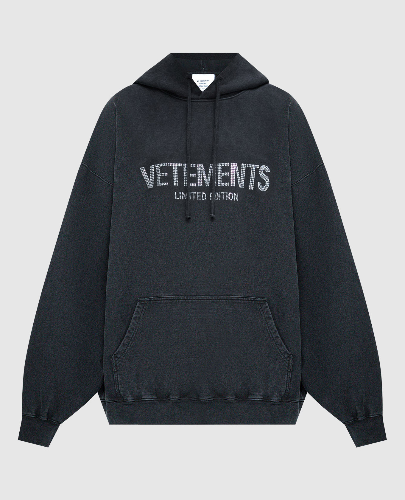 Vetements - Black hoodie with crystals UE64HD650B - shop with