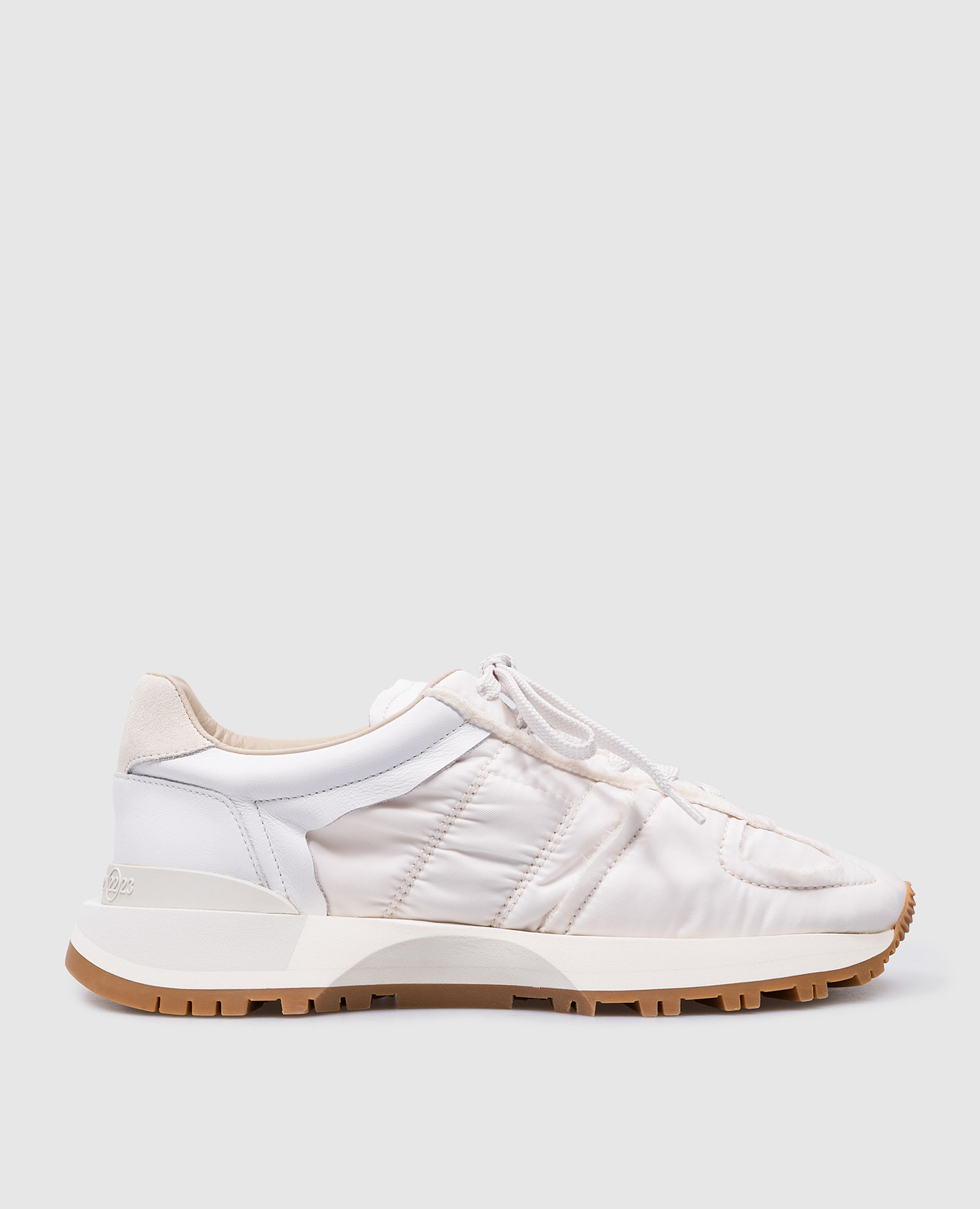 

White retro combination sneakers with textured logo Maison Margiela, Белый
