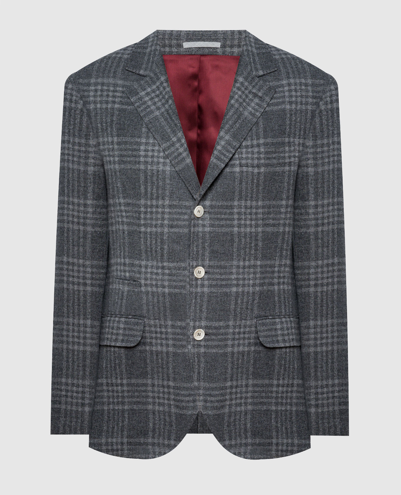 

Gray checked wool, silk and cashmere blazer Brunello Cucinelli, Grey