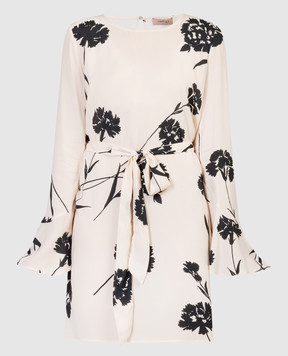 Twinset Beige dress with a contrasting floral print 241TP2604