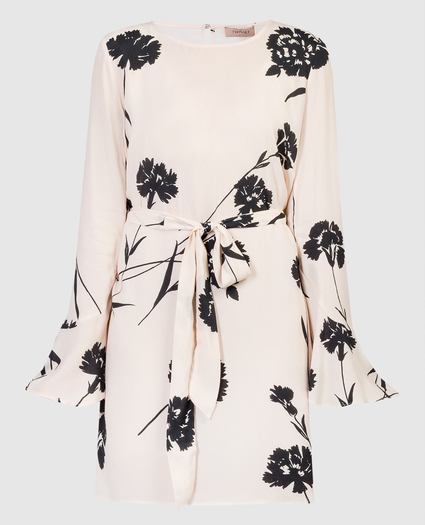 

Beige dress with a contrasting floral print Twinset