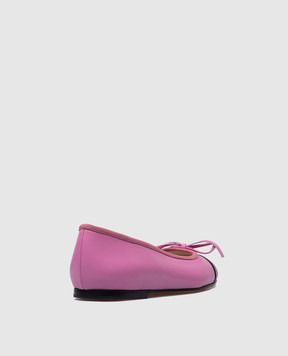 Babe Pay Pls Pink leather ballet flats with a bow 21515271281004