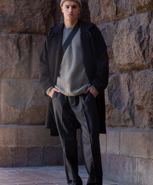 Jan Jan Van Essche - Black double-breasted coat #27 made of wool