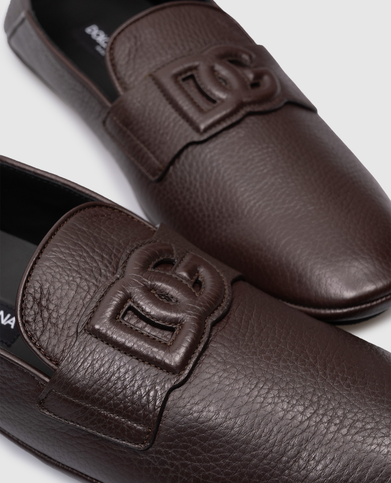 

DG Driver brown leather moccasins with textured logo Dolce&Gabbana