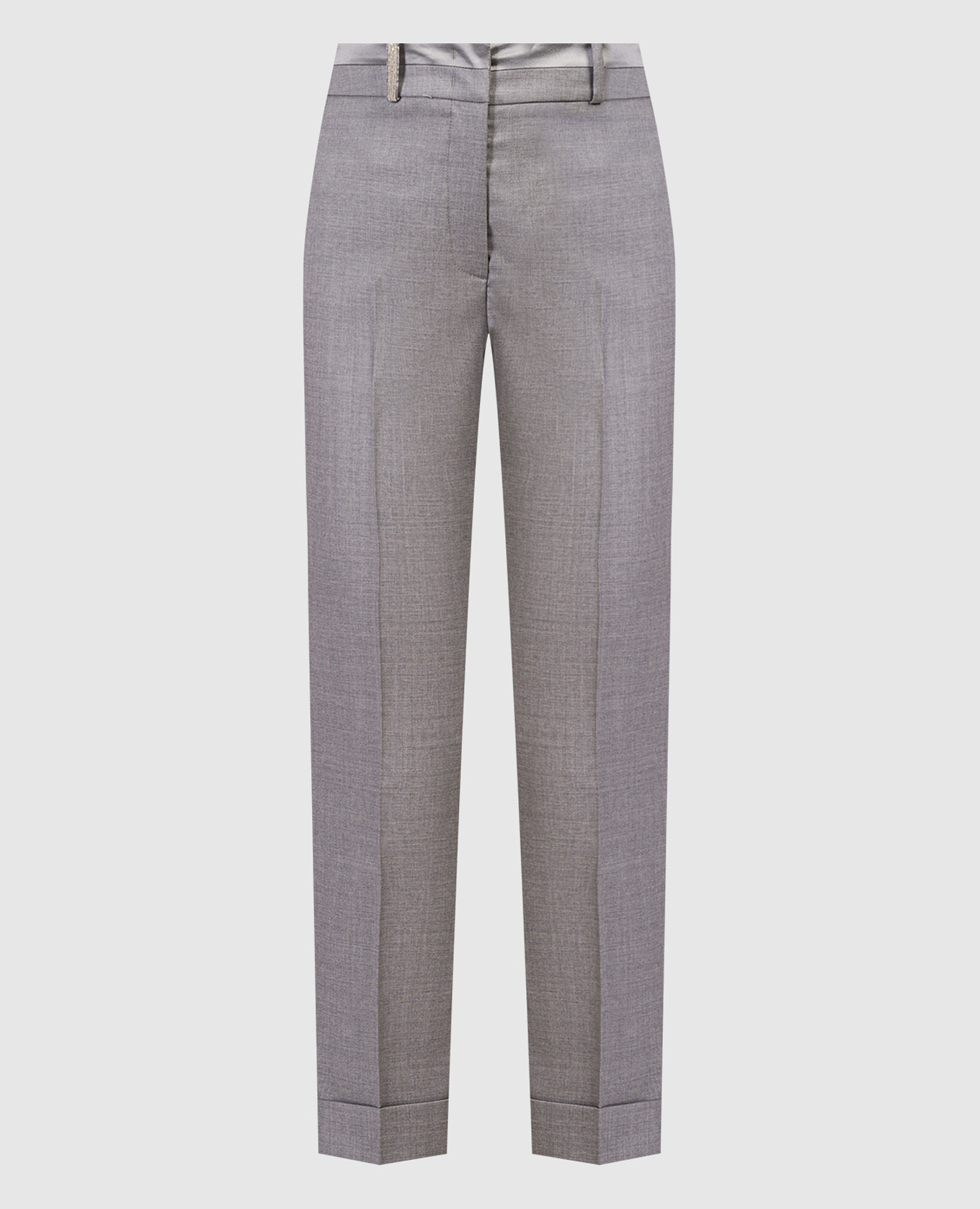 Gray wool trousers with monil chain peserico