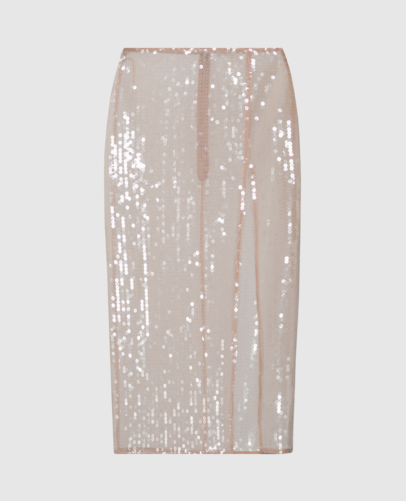 Beige skirt with slit and sequins Nensi Dojaka
