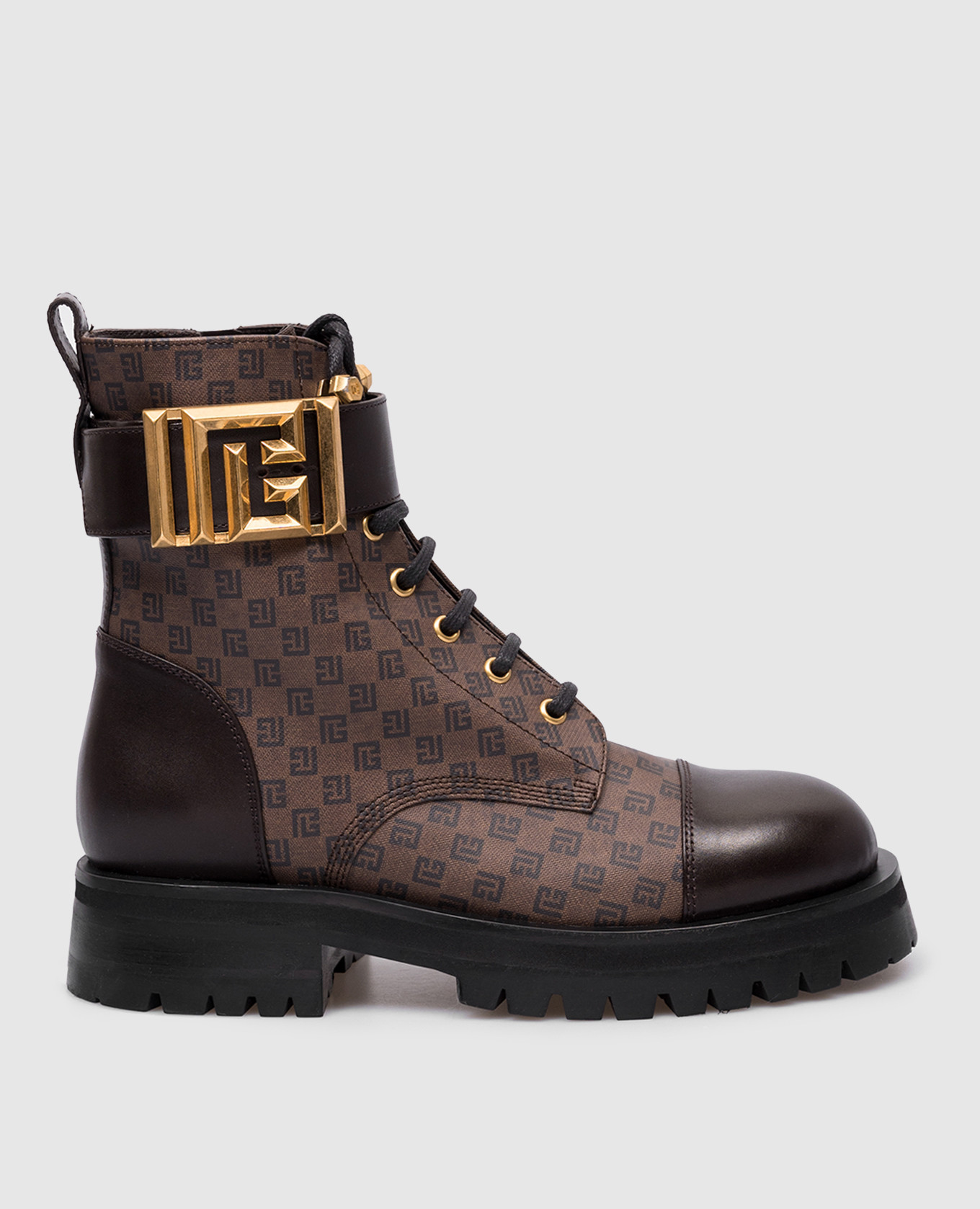 

Romy brown leather boots with monogram Balmain, Коричневый