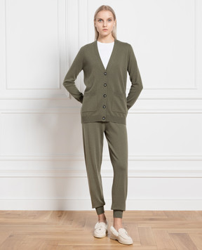 Allude Khaki wool and cashmere cardigan 23517010