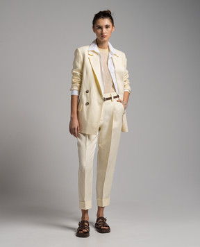 Peserico Yellow double-breasted linen jacket S0139702606