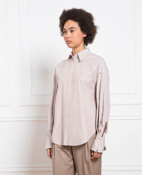 Brunello Cucinelli Brown striped shirt with monil chain MP766ML226
