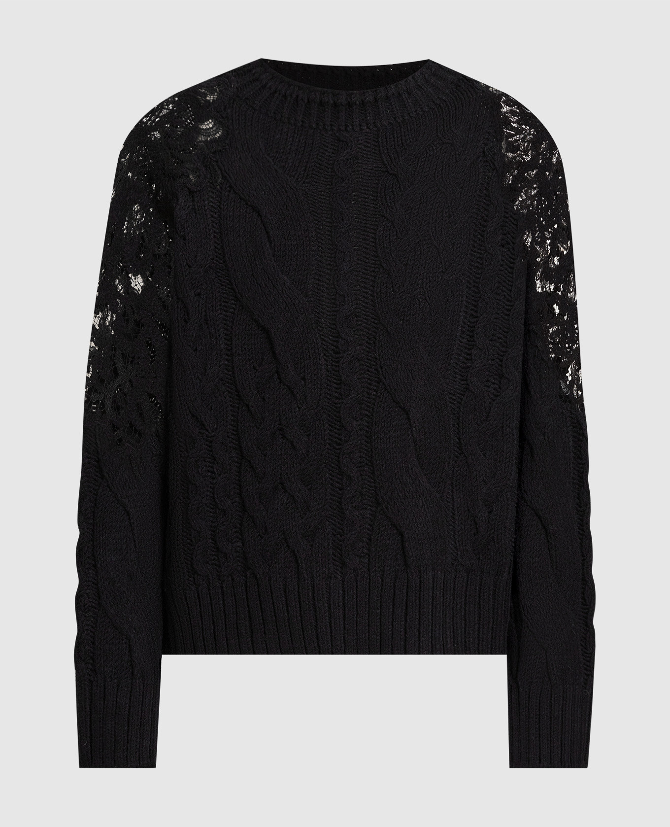 

Black sweater with textured pattern and lace Ermanno Scervino