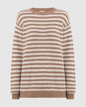 Brunello Cucinelli Brown sweater in a stripe with sequins M19580210P