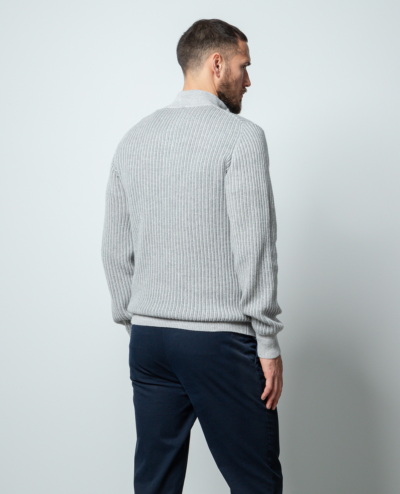Gray striped wool and cashmere jumper Cashmere&Whiskey 4