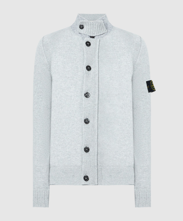 Stone Island - Gray cardigan with logo patch 7915547A3 - shop with 