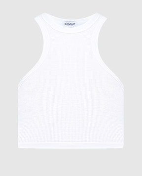 Dondup White ribbed top with logo DS002JF0346DXXX