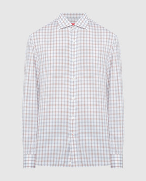 ISAIA A white checkered straight cut shirt IM10TCC9221