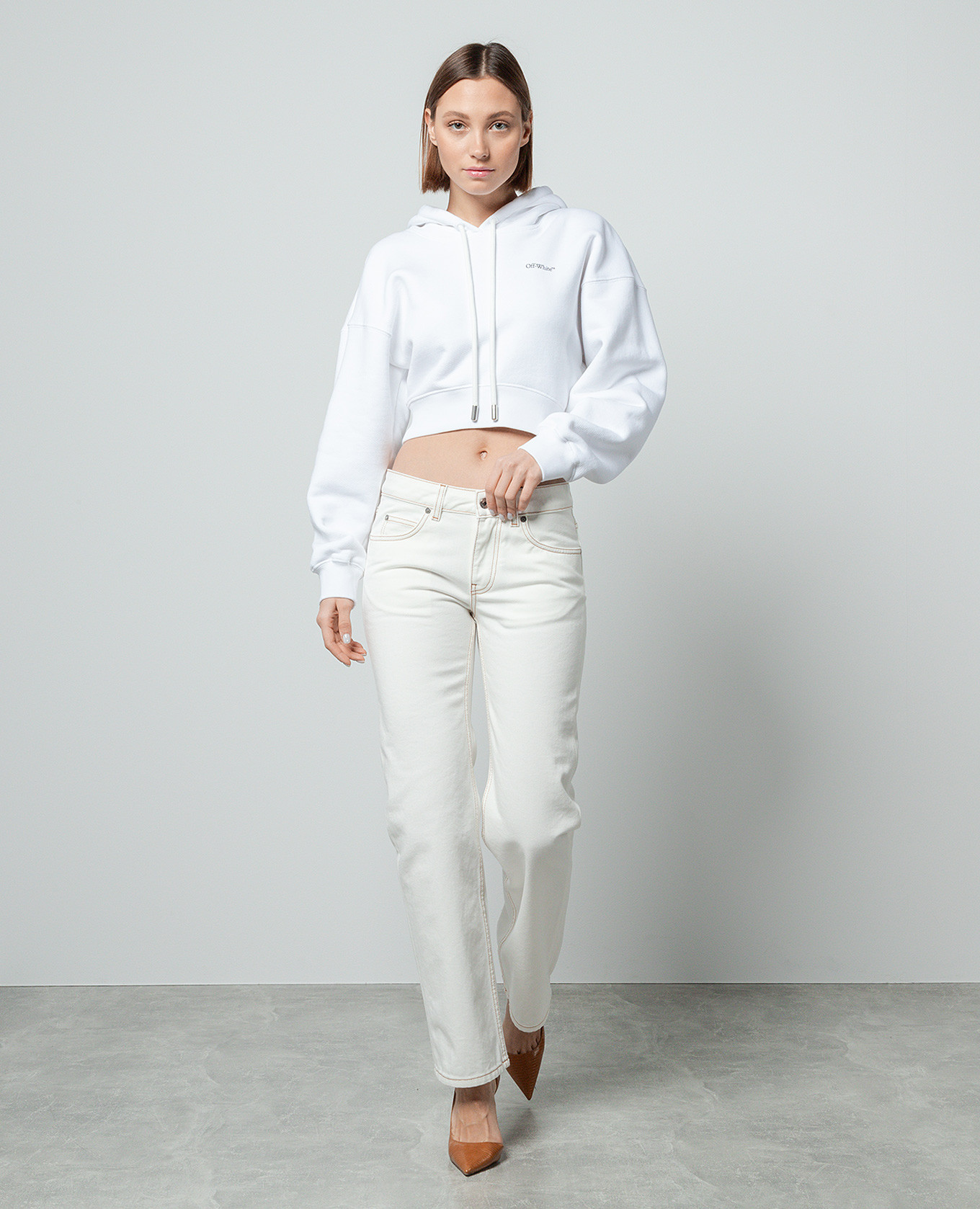 

White jeans with logo patch Off-White