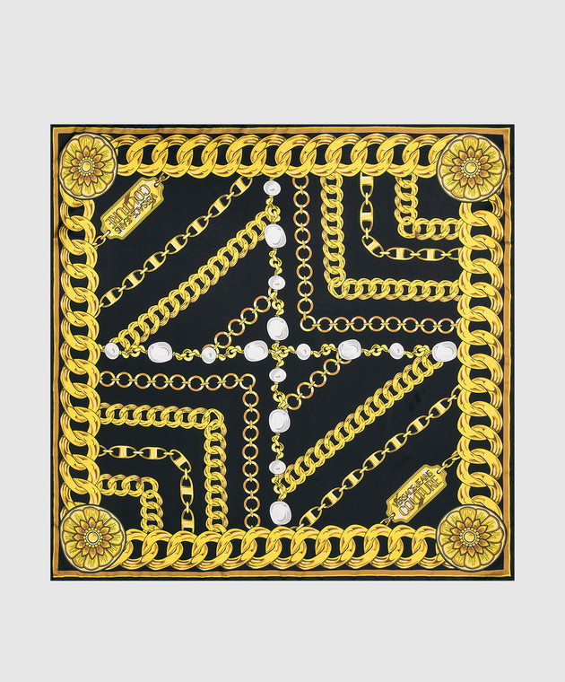 Versace Jeans Couture - Black silk scarf in Chain Couture
