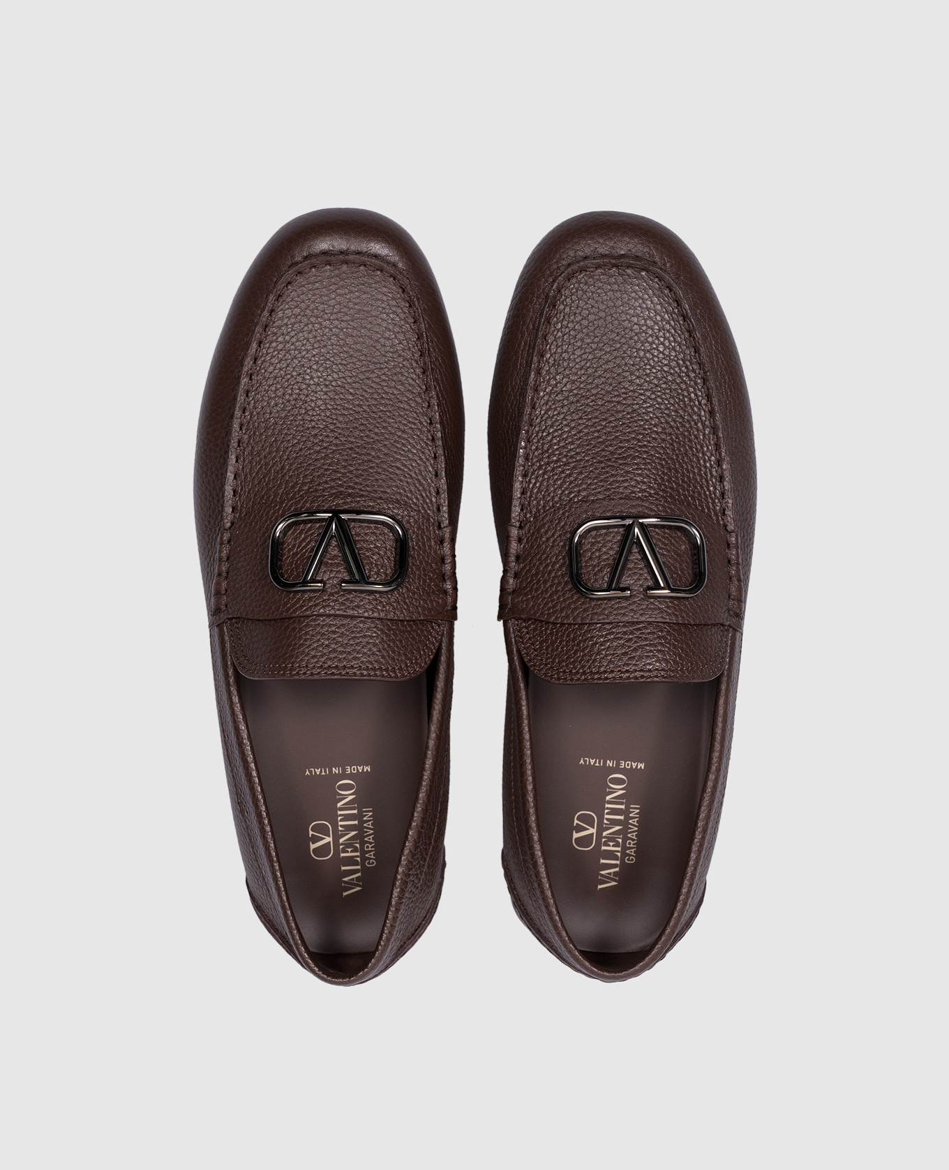 

Vlogo Signature logo moccasins in brown leather Valentino