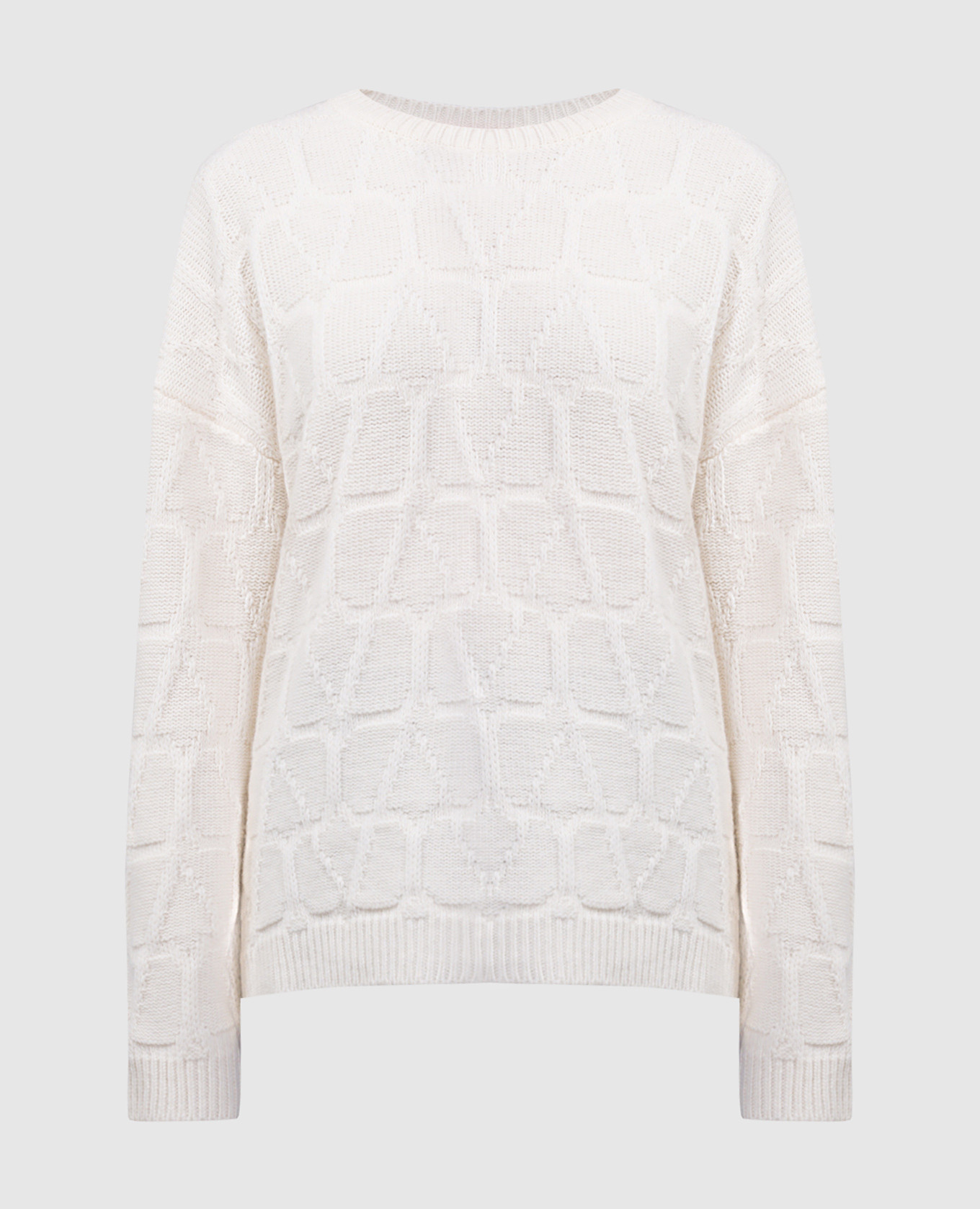 

White sweater made of wool in a textured pattern Valentino