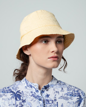 Vilebrequin Yellow linen panama with logo embroidery BOHH3U10