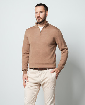 Cashmere&Whiskey Brown logo-engraved wool jumper 77397