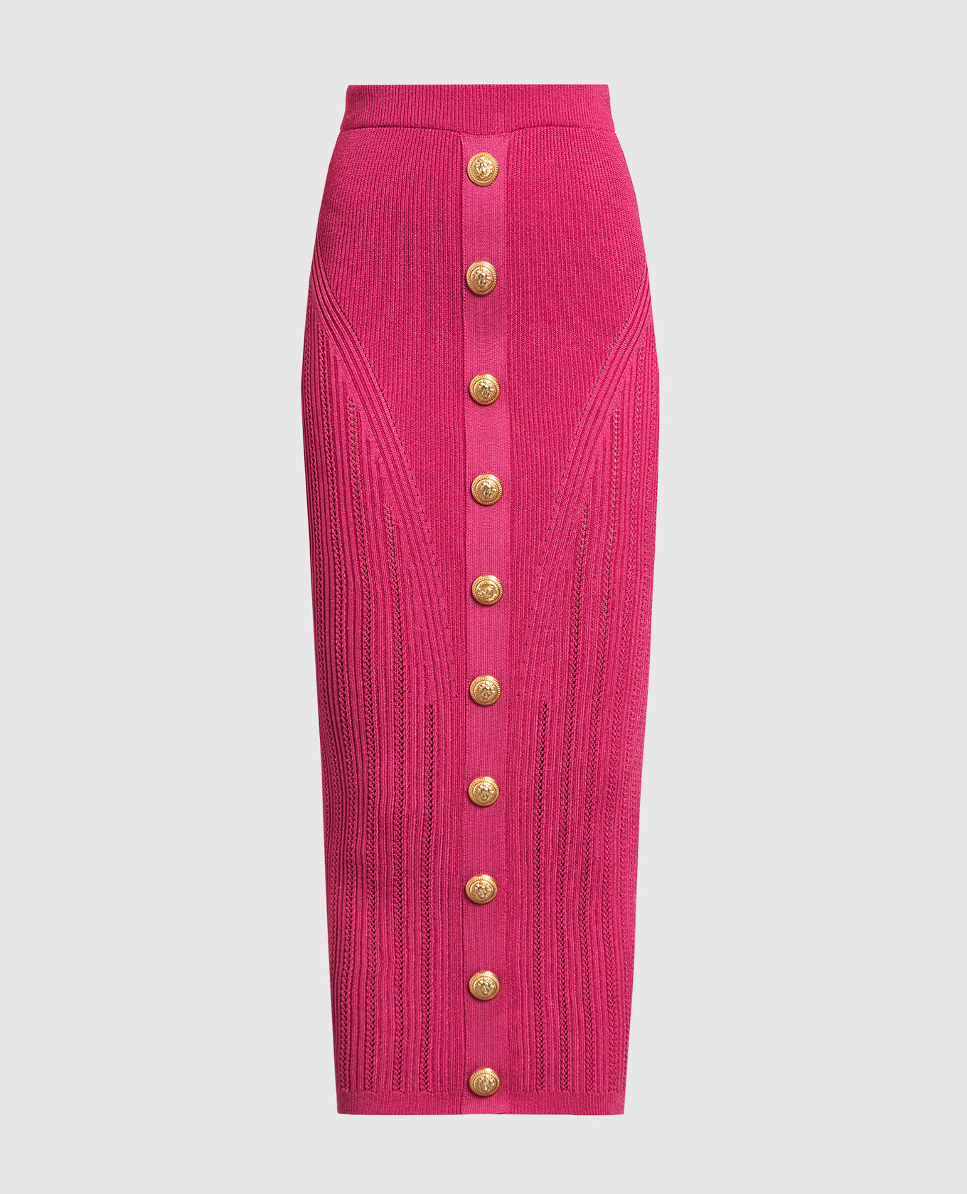 Pink midi skirt with branded studs Balmain