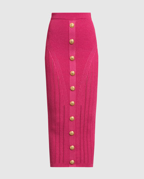 Balmain Pink midi skirt with branded studs AF0LD043KE18