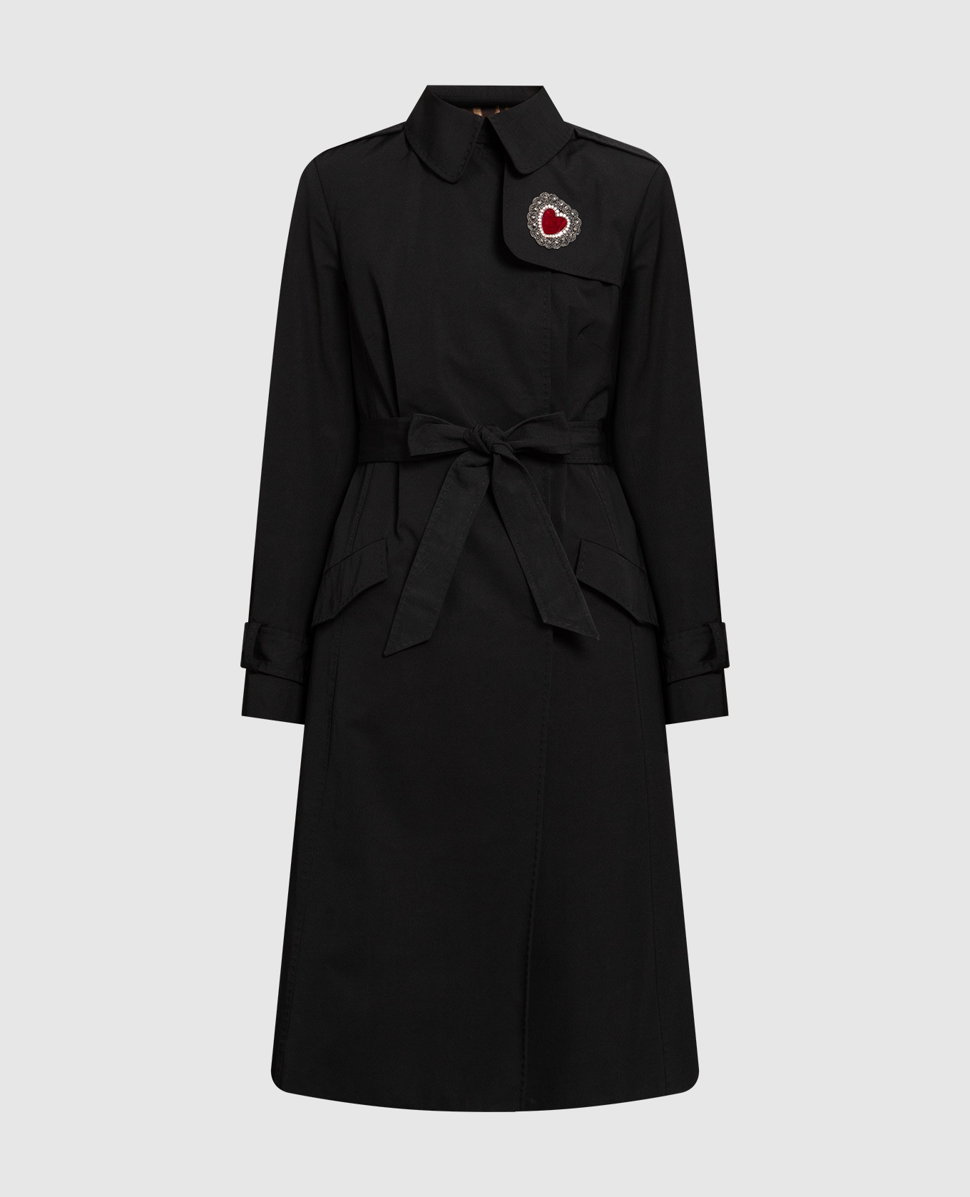 

Black double-breasted trench coat with appliqué Dolce&Gabbana