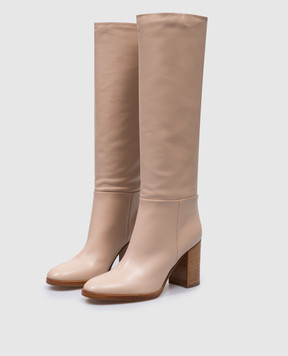 Gianvito Rossi Santiago beige leather boots G8047985CUO