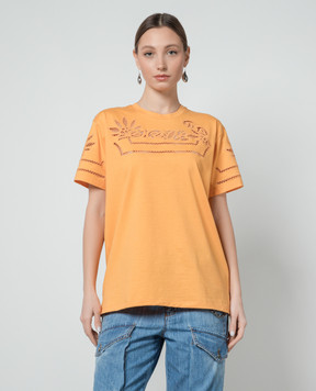 Ermanno Scervino Orange t-shirt with lace D442L329DUX