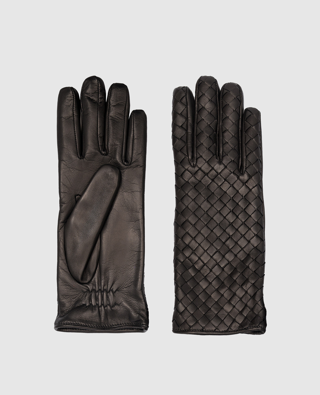 

Black leather gloves with weaving Bottega Veneta