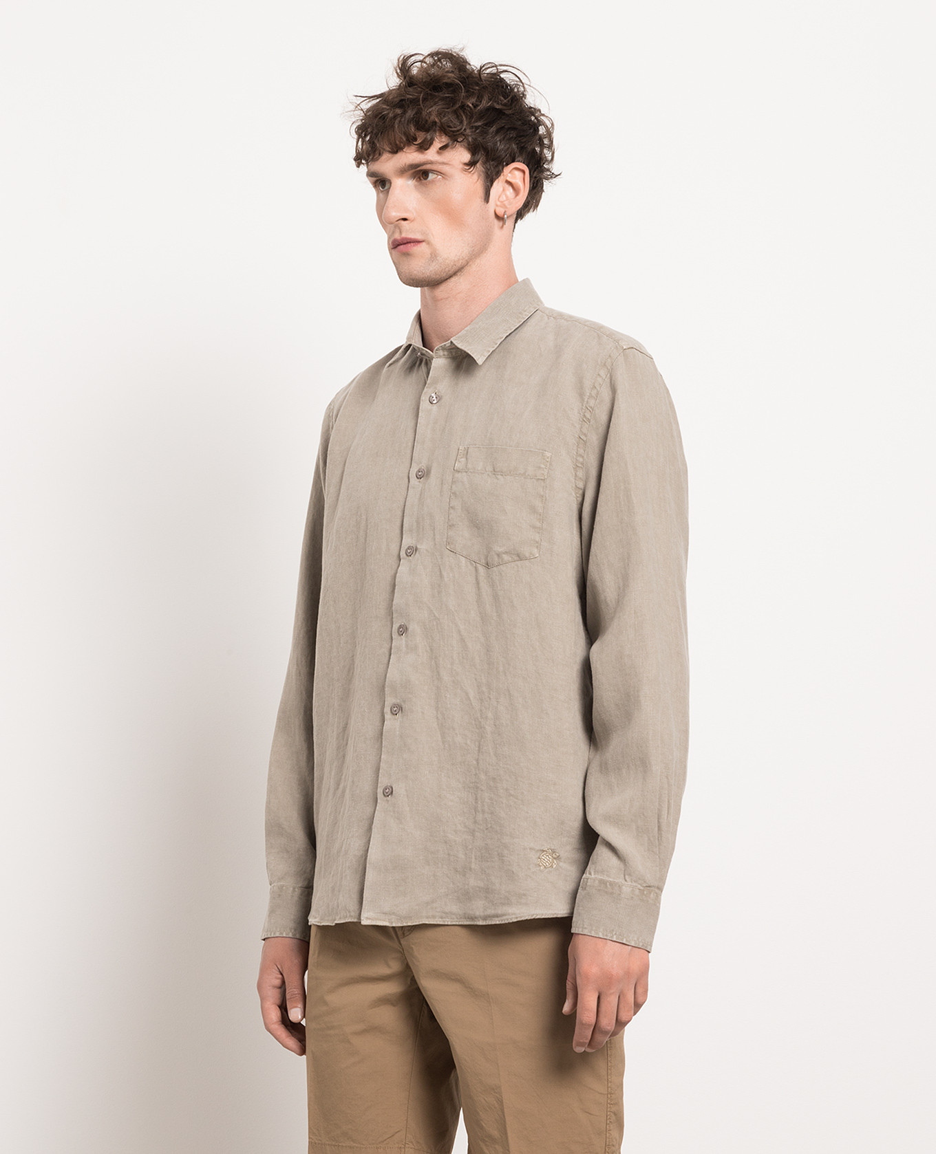 Caroubis khaki linen shirt Vilebrequin 3