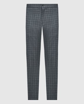Marco Pescarolo Chiaiam Check Cashmere Gray Tapered Pants CHIAIAM4845