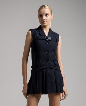 Off-White Blue Dry Wo Pleated Wool Dress OWDB494F23FAB001