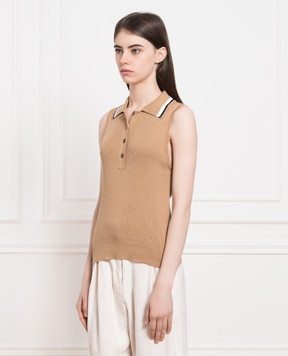 John Smedley Brown Raye Ribbed Top RAYE