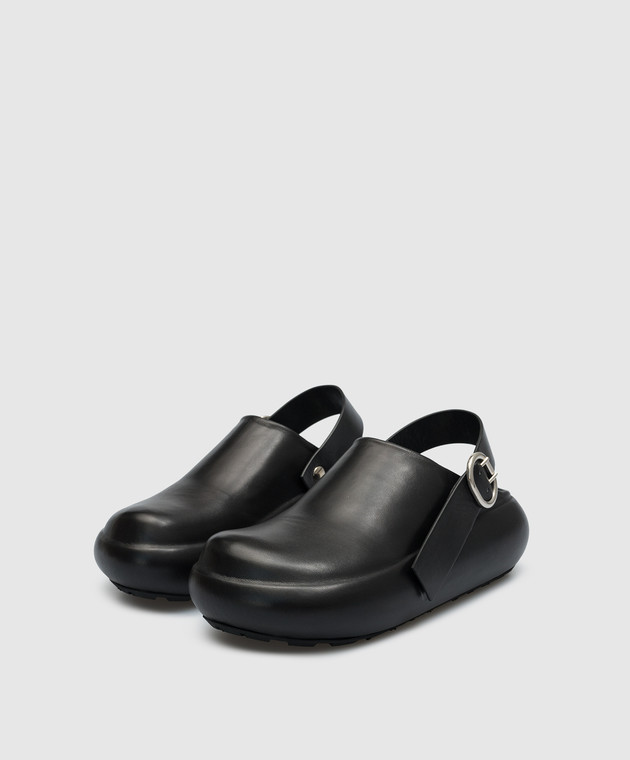 Jil Sander - Black leather clogs J15ZJ0010P5810 - shop with