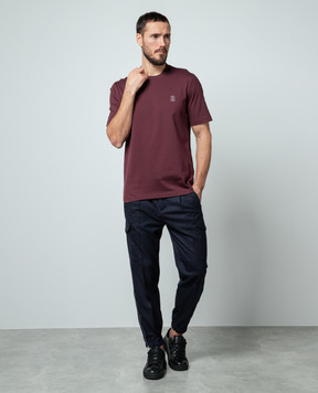 Brunello Cucinelli Burgundy t-shirt with logo print M0B138440