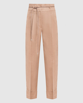 Peserico High rise brown linen trousers P04166A05830