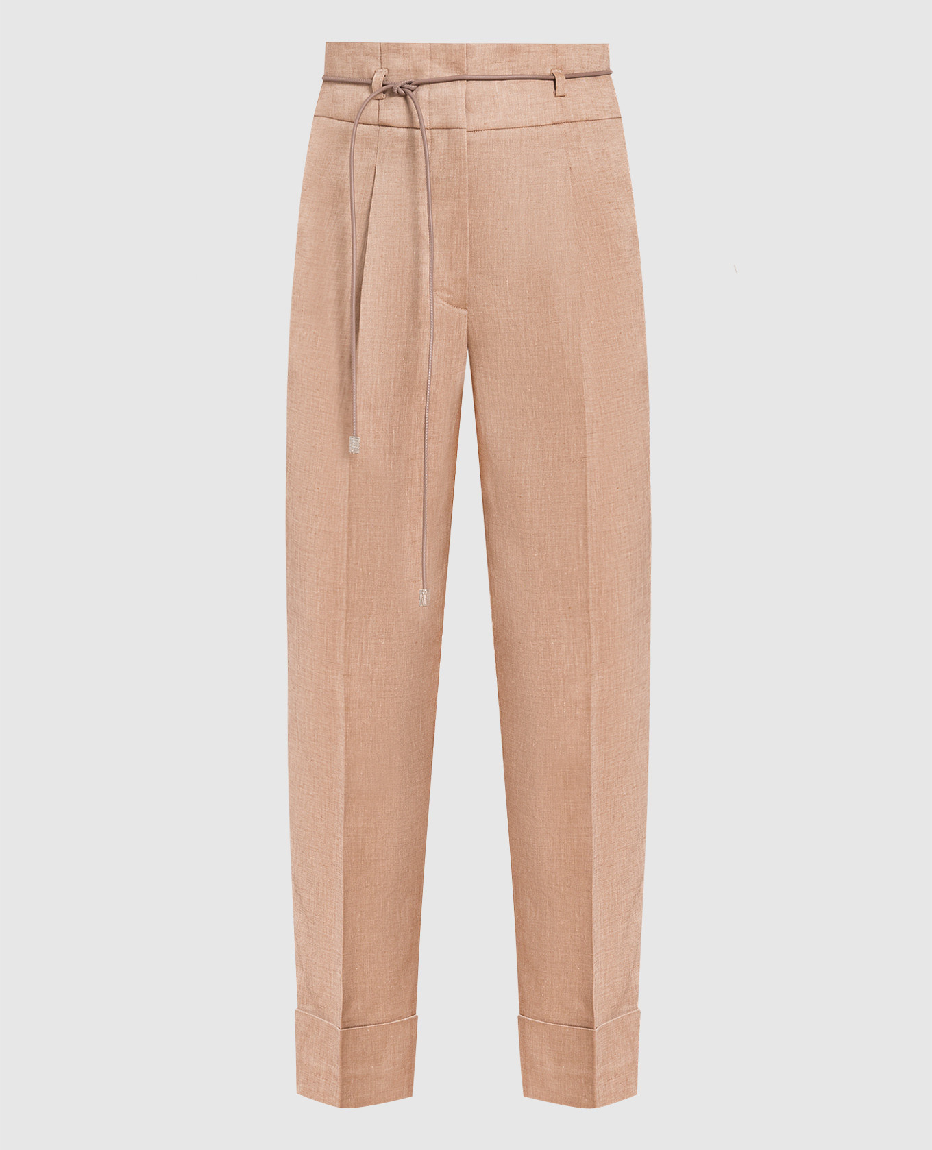 

High rise brown linen trousers Peserico