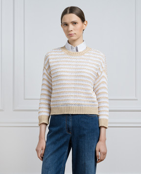 Peserico Beige openwork jumper with sequins S99196F03