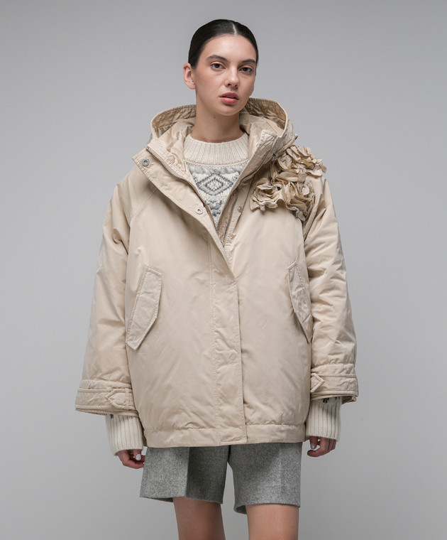 Ermanno Scervino - Beige down jacket with a brooch in the form of