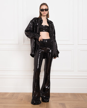 David Koma Black shirt with sequins SS23DK23T