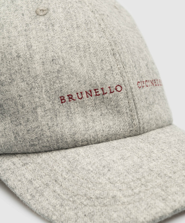 Brunello Cucinelli - Gray wool cap with logo print M038P9992