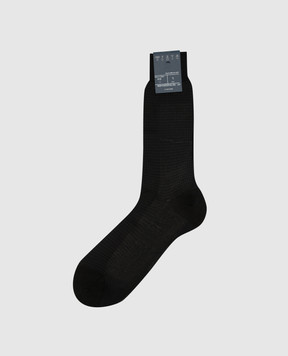 Bresciani Black socks in a houndstooth pattern MC034JQ0684BR