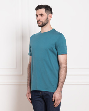 ISAIA Blue t-shirt with logo embroidery MCI154JP001