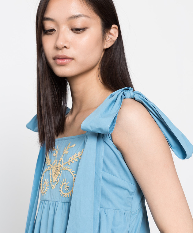 red valentino light blue dress Red Valentino Mini Dress in Light Blue Denim